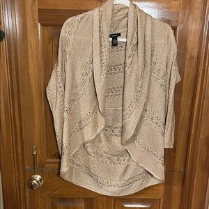Alfani Metallic Gold Open Front Sweater